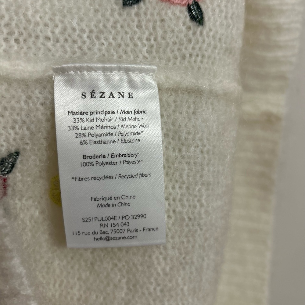 ⭐️Sezane White Floral Embroidered Sweater⭐️ - Picture 5 of 6